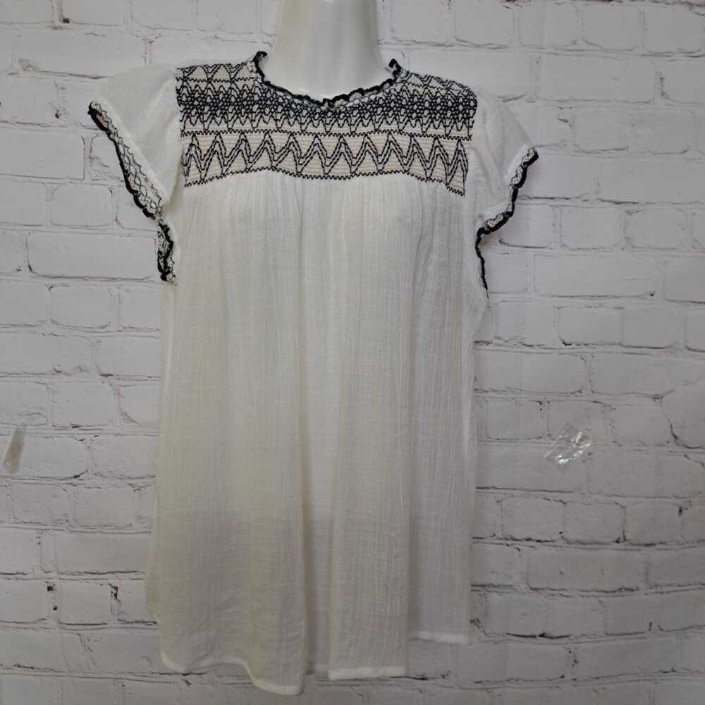 Mine Smocked Gauze Bohemian Top Size Large